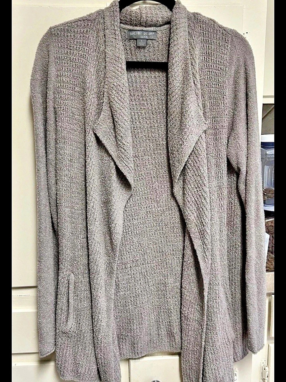 Barefoot Dreams CozyChic Lite Knit Cardigan Size Large Taupe